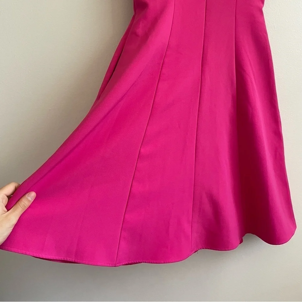 Black Halo Barbie pink fit flare dress women Sz 0 bright neon feminine valentine